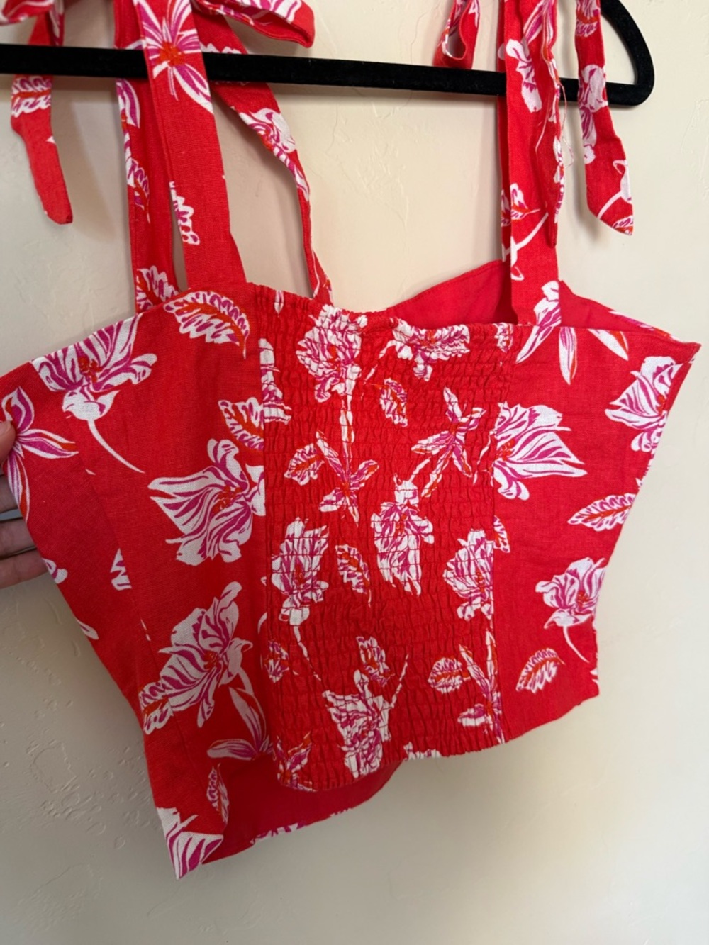 Joie Red Floral Linen Matching Set Top Size 4 Shorts Size 2 Boho Summer - Picture 11 of 11
